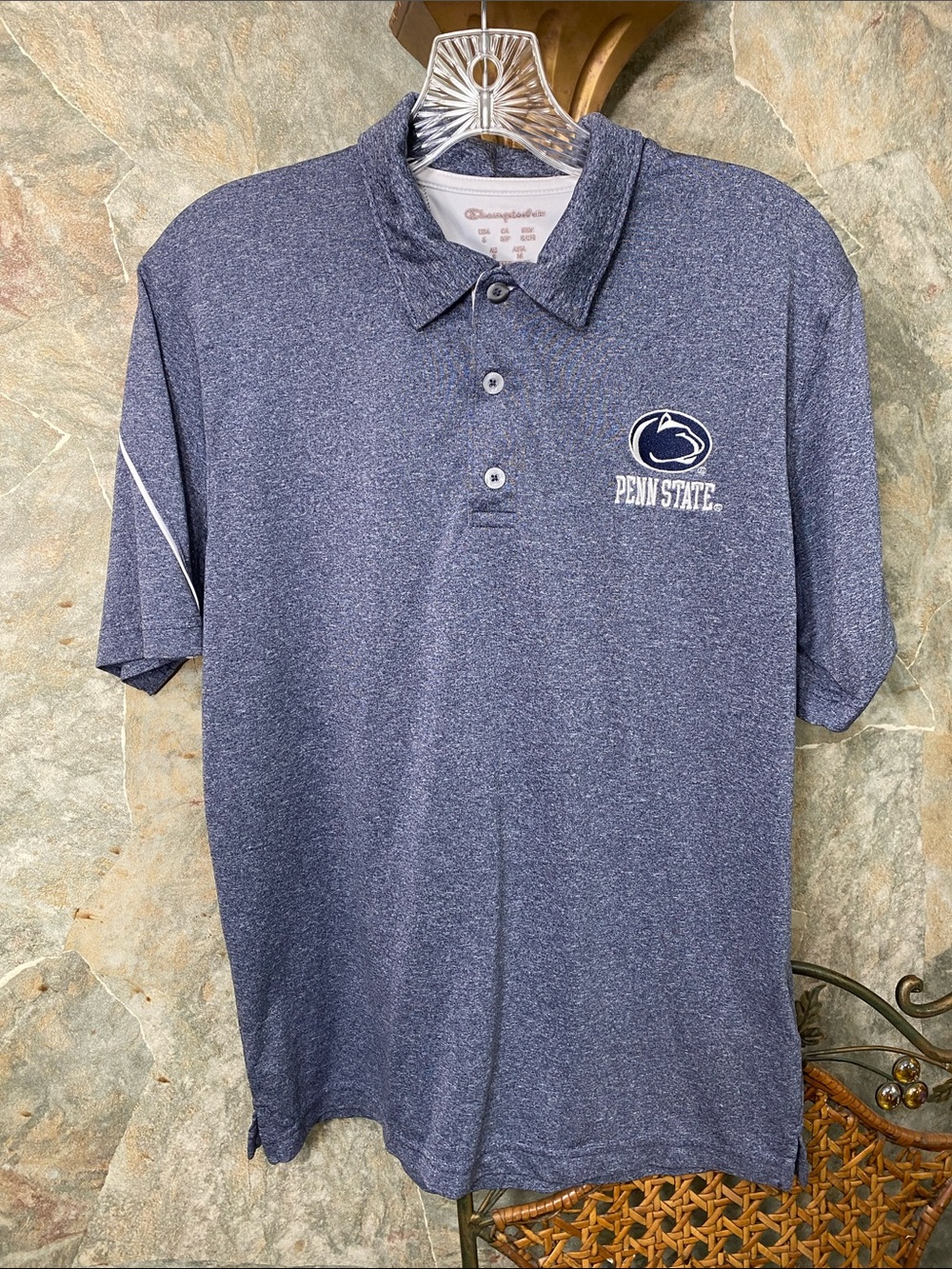 Penn State Nittney lions football short sleeve polo shirt blue